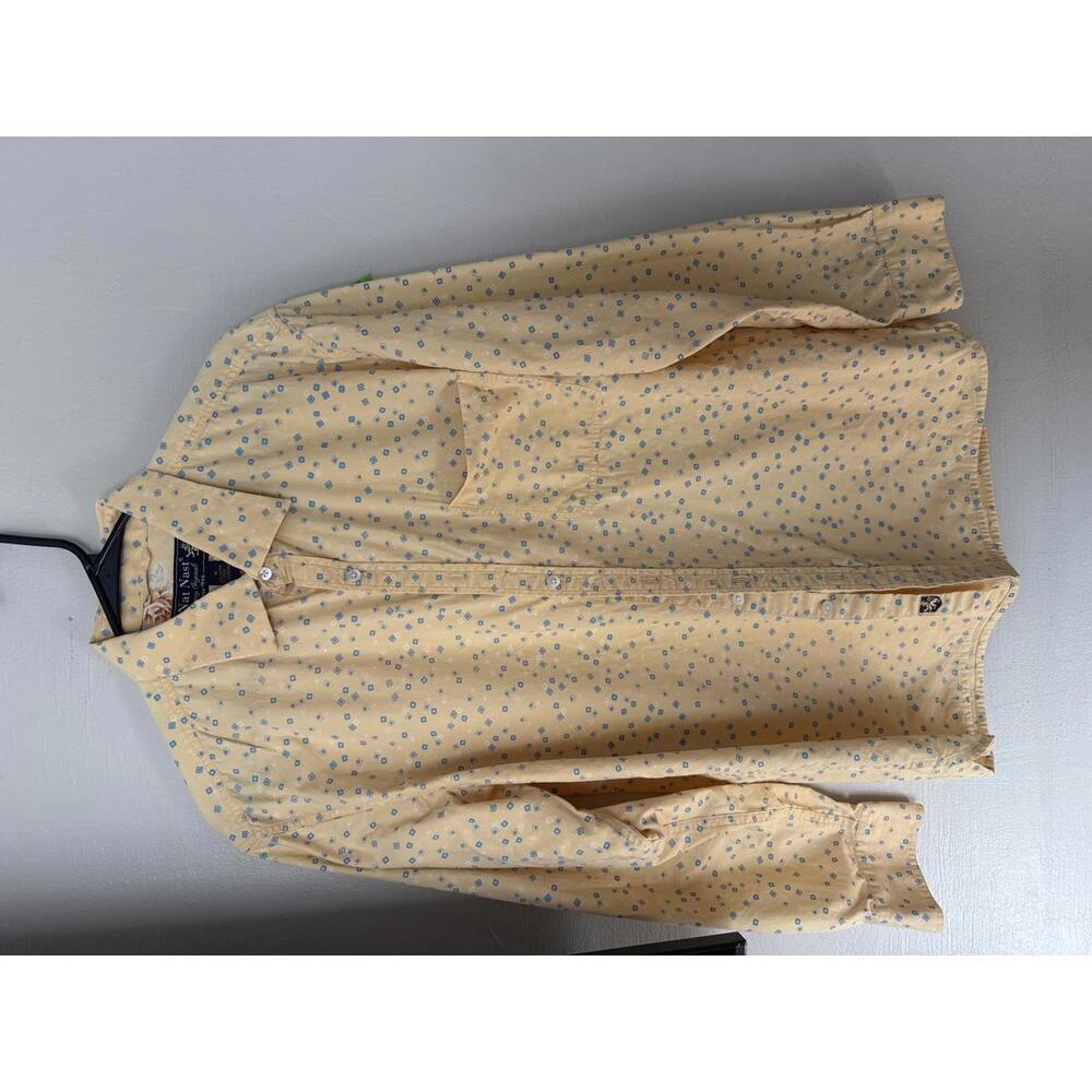 Nat Nast Luxury Originals Men’s Button Up Shirt Yellow Blue Print M